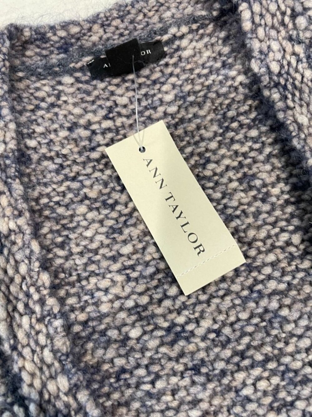 Ann Taylor Merino Wool Alpaca Cardigan Sweater XL Blue Double Breasted Academia - Picture 12 of 12